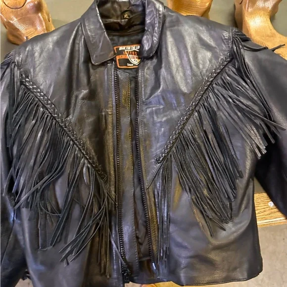 Fringe leather riding jacket